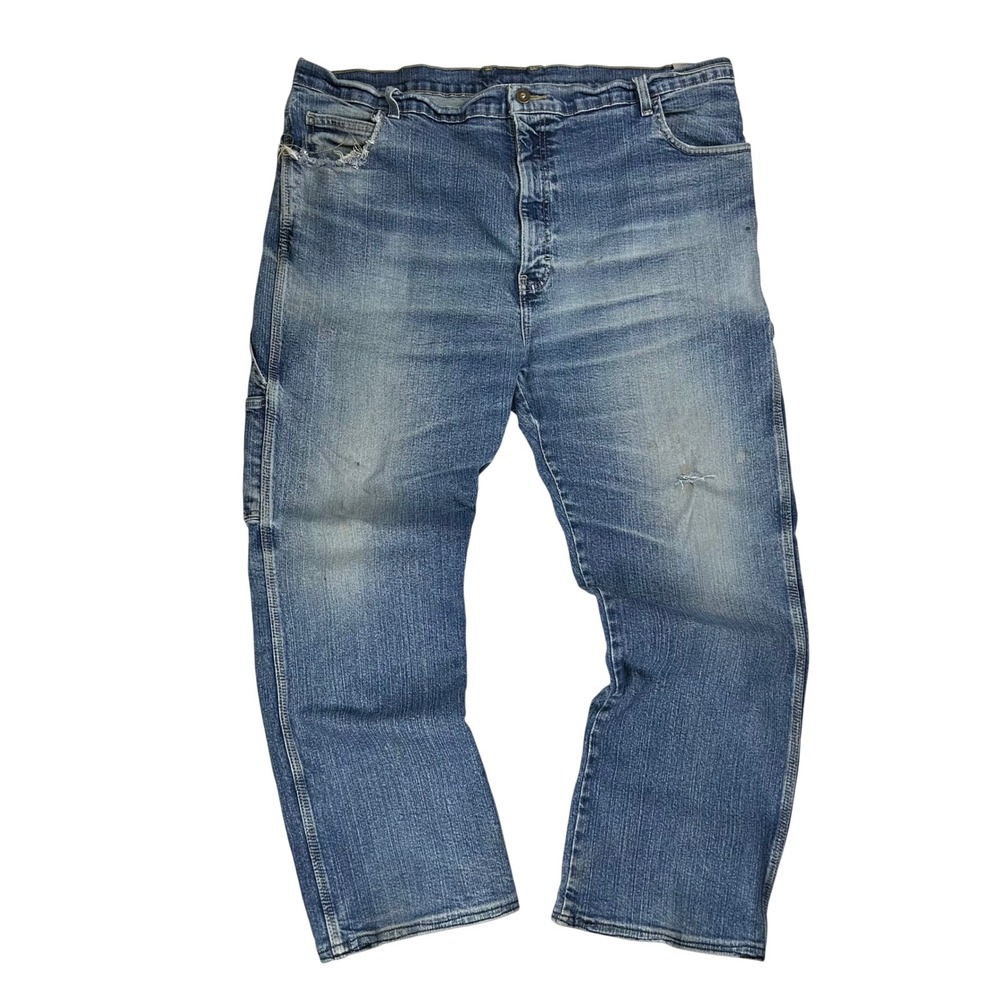 Dickies Mens Carpenter Jeans Blue Denim Workwear Faded Distressed‎ 42x28